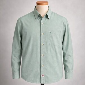IZOD Saltwater Button Down Shirt Mens XL Green Long Sleeve Casual Classic